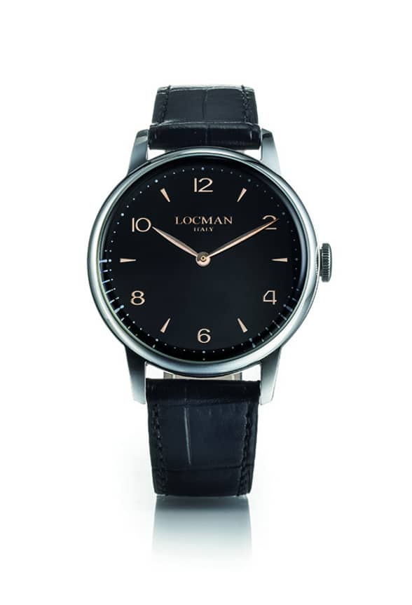 1960U Time Only 41 MM - Steel - Black-Leather-Black-Applied Numerals-Rose Gold