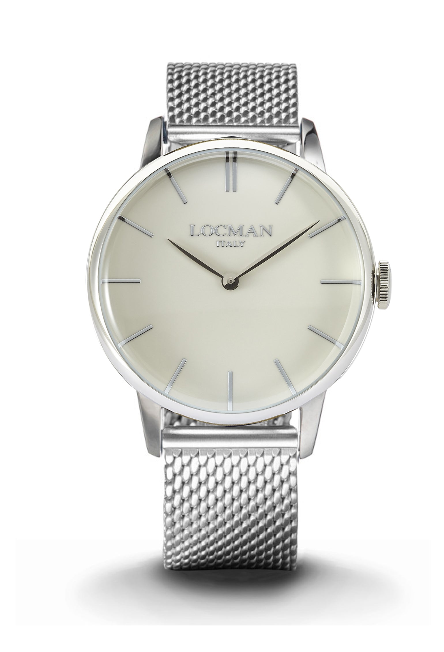 1960U Solo Tempo 41MM - Acciaio - Avorio-Bracciale Maglia Milano-Acciaio-Indici Applicati-Nichel