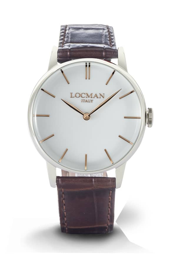 1960U Solo Tempo 41 MM - Acciaio - Bianco-Pelle-Marrone-Indici Applicati-Rose Gold