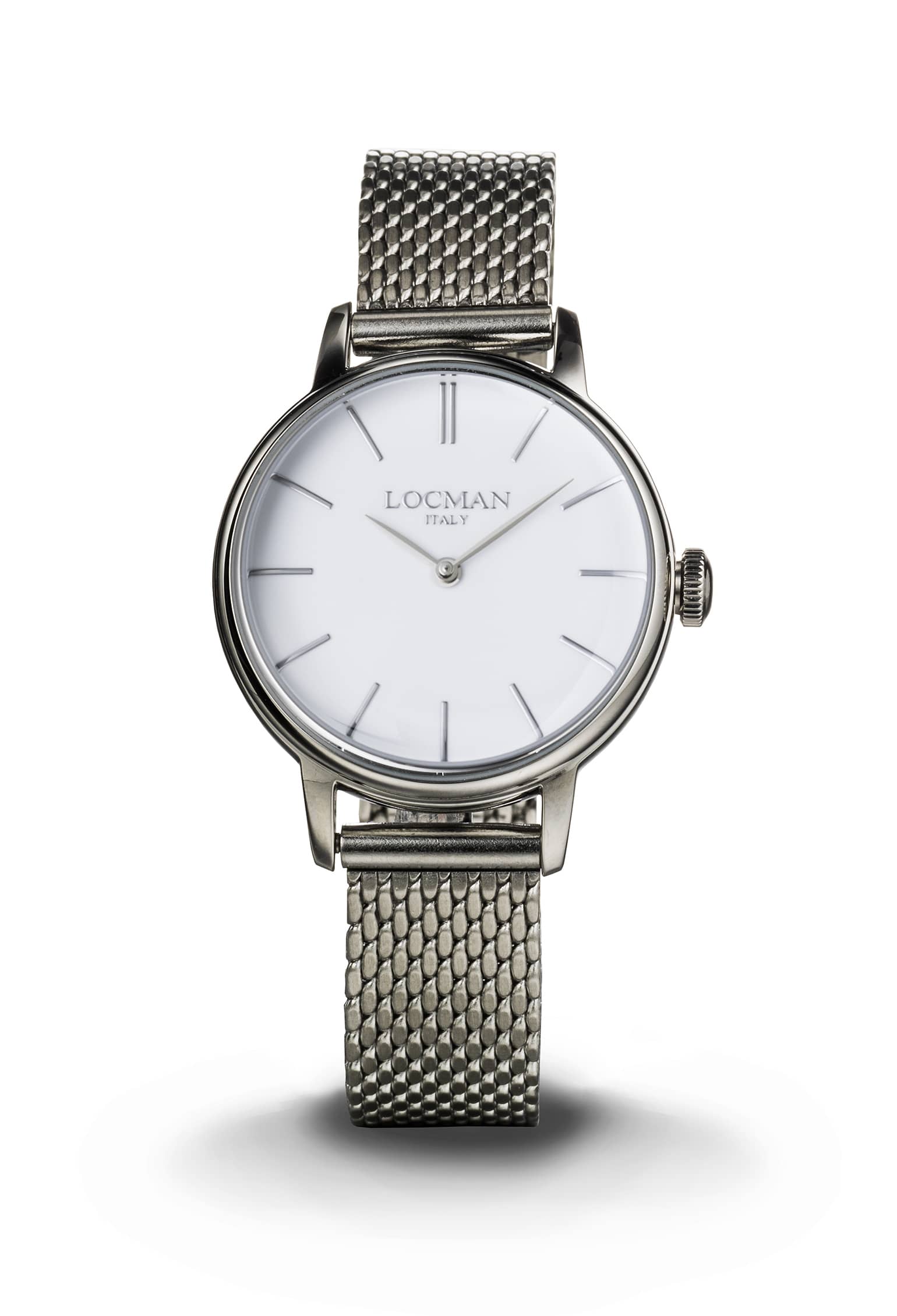 1960L Solo Tempo - Acciaio - Bianco-Bracciale Maglia Milano-Acciaio-Indici Applicati-Nichel