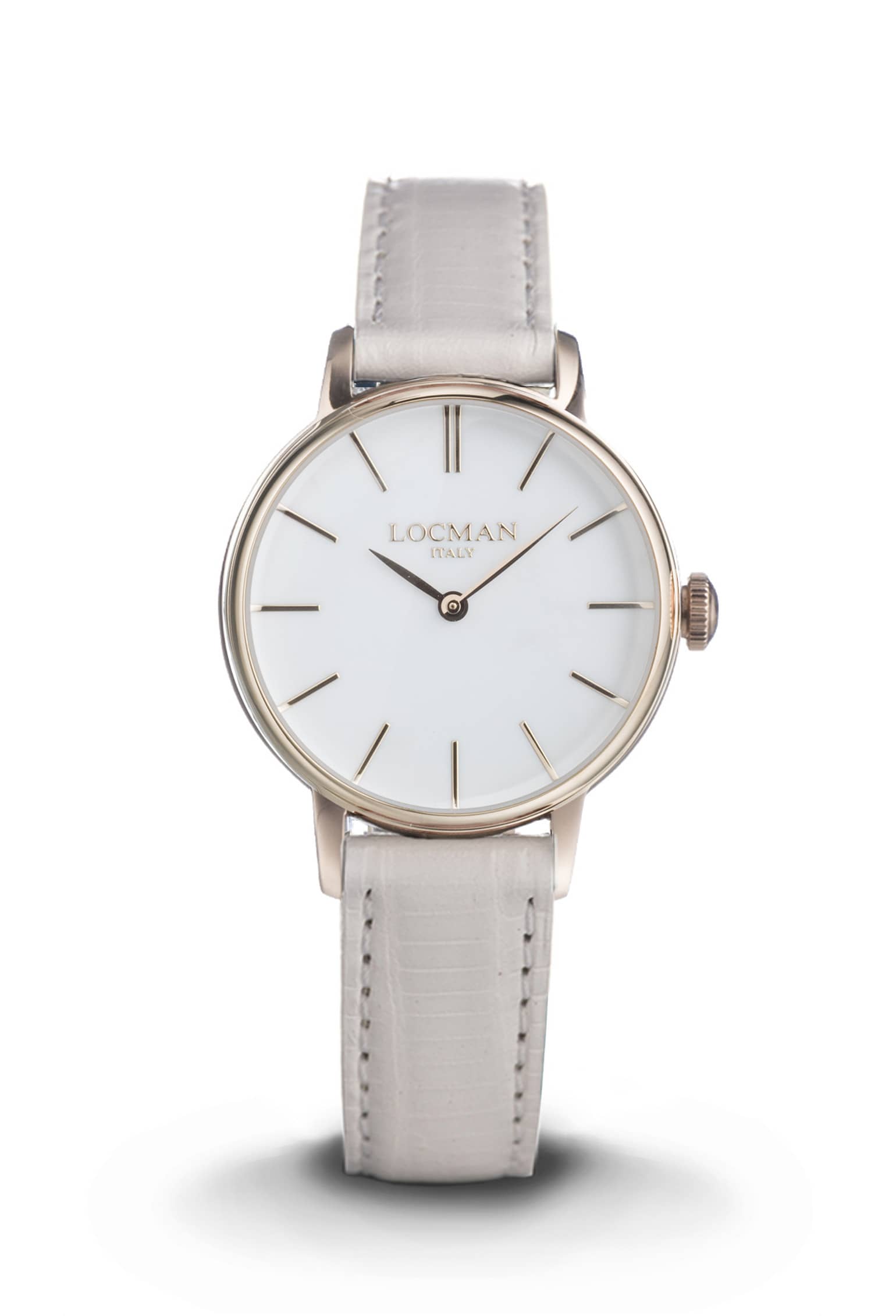 1960L Solo Tempo - Acciaio PVD Rose Gold - Bianco-Pelle-Bianco-Indici Applicati-Rose Gold