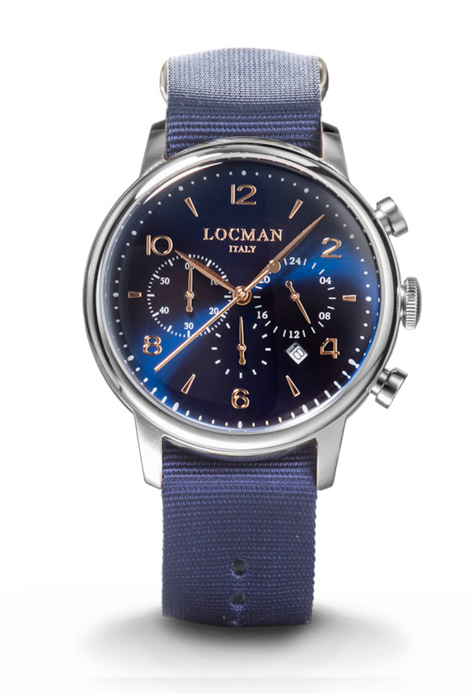 1960U Cronografo 41 MM - Acciaio PVD Rose Gold - Blu-Pelle-Blu-Indici Applicati-Rose Gold