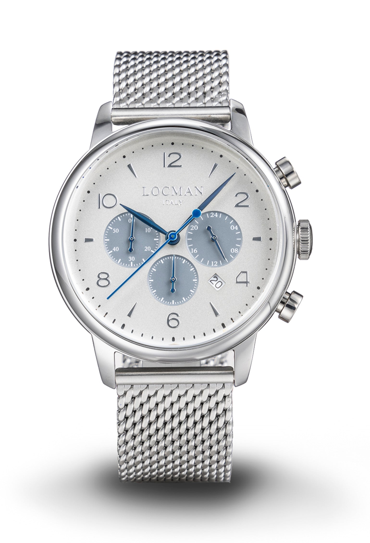 1960U Cronografo 41 MM - Acciaio - Argento/Grigio-Bracciale Maglia Milano-Acciaio-Numeri Applicati-Nichel