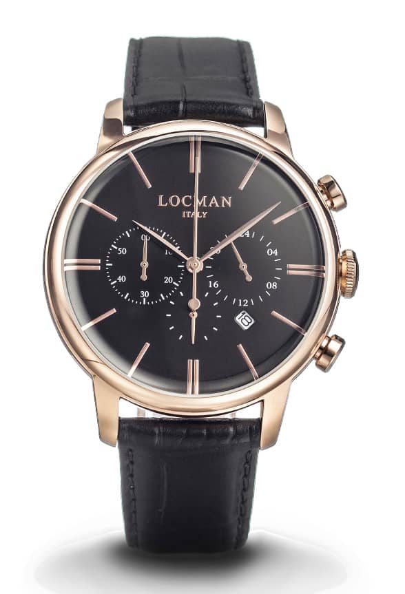 1960U Chronograph 41 MM - PVD Rose Gold Steel - Black-Leather-Black-Applied Indexes-Rose Gold