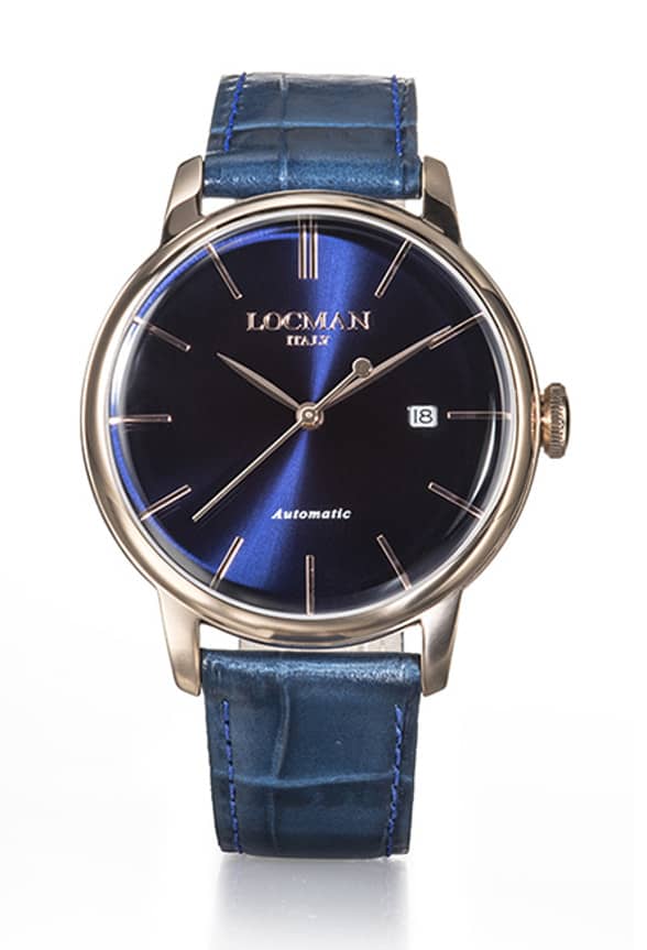 1960U Automatico 41 MM - Acciaio PVD Rose Gold - Blu-Pelle-Blu-Indici Applicati-Rose Gold
