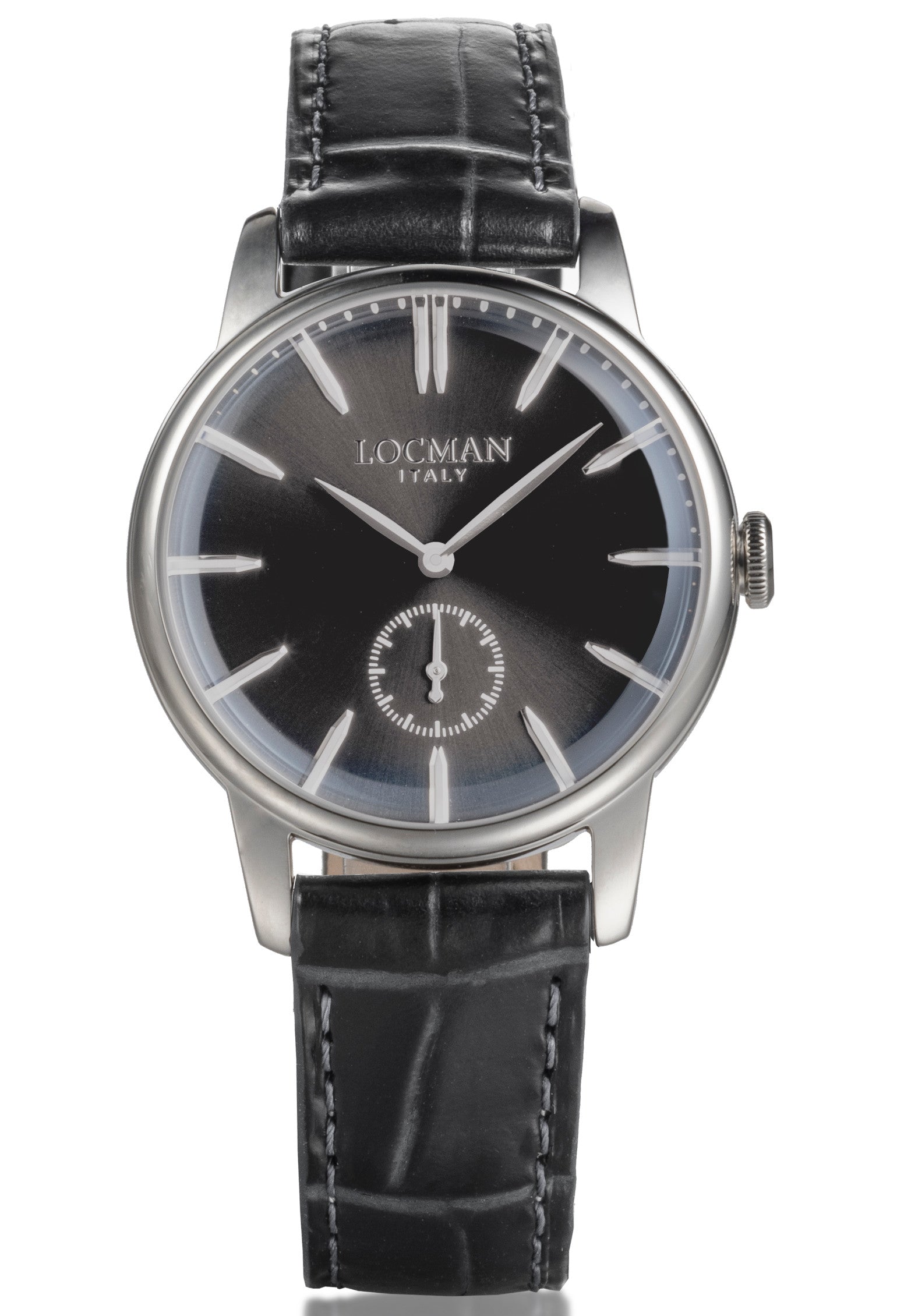 1960U Solo Tempo 37 MM - Acciaio - Nero-Pelle-Nero-Indici Applicati-Nichel