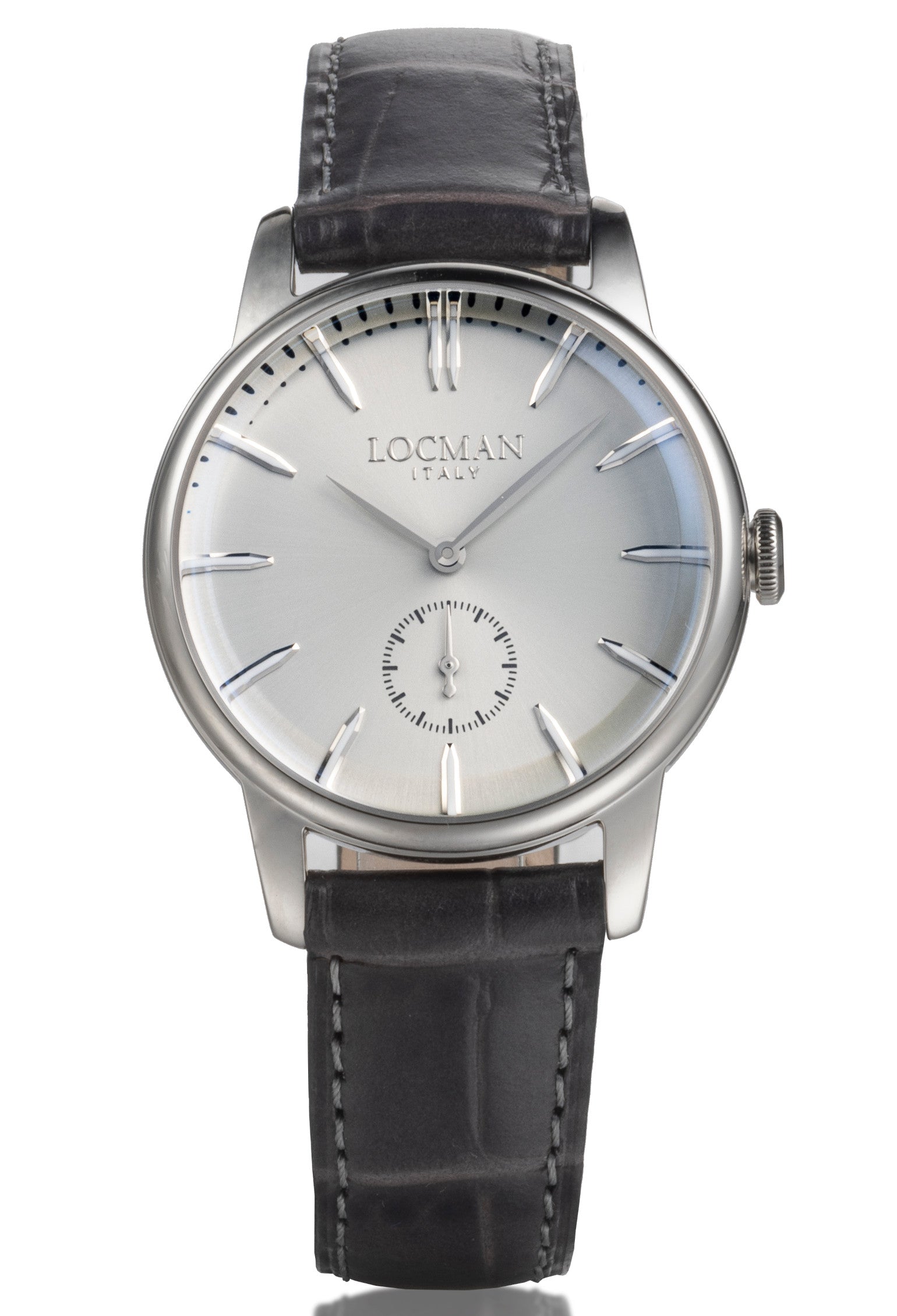 1960U Solo Tempo 37 MM - Acciaio - Argento-Pelle-Grigio-Indici Applicati-Nichel
