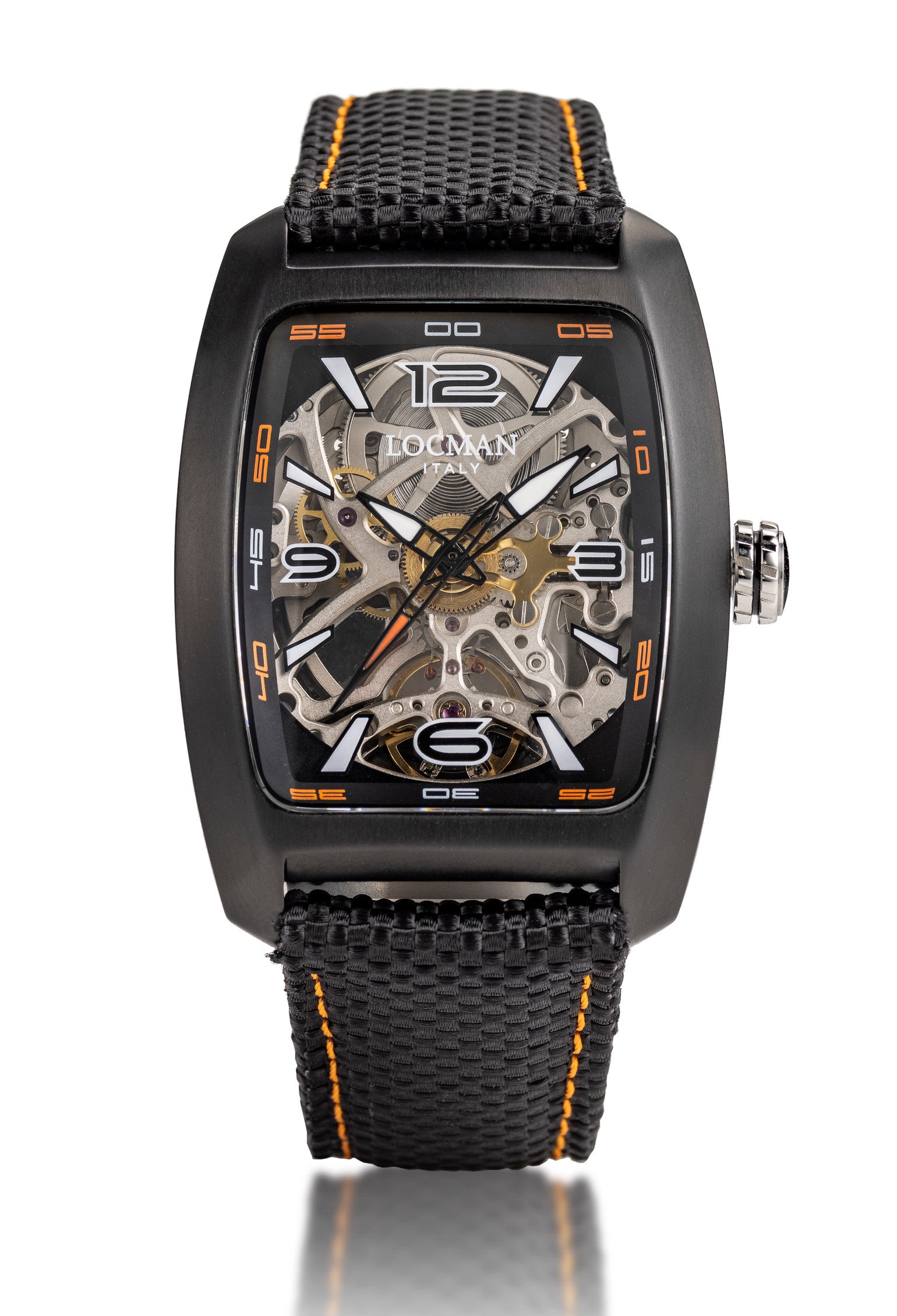 Sport Titanio e PVD - Automatico Skeleton - Trasparente-Cordura-Nero/Arancio-Arancioni