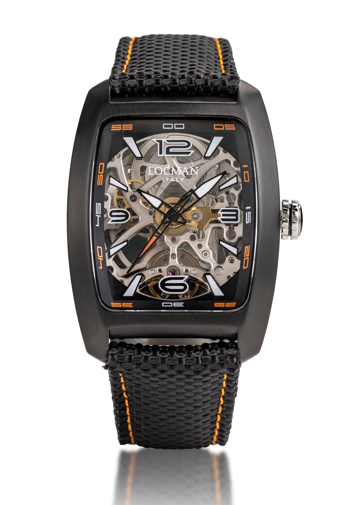 Sport Titanio e PVD / Automatico Skeleton / Trasparente-Cordura-Nero/Arancio-Arancioni