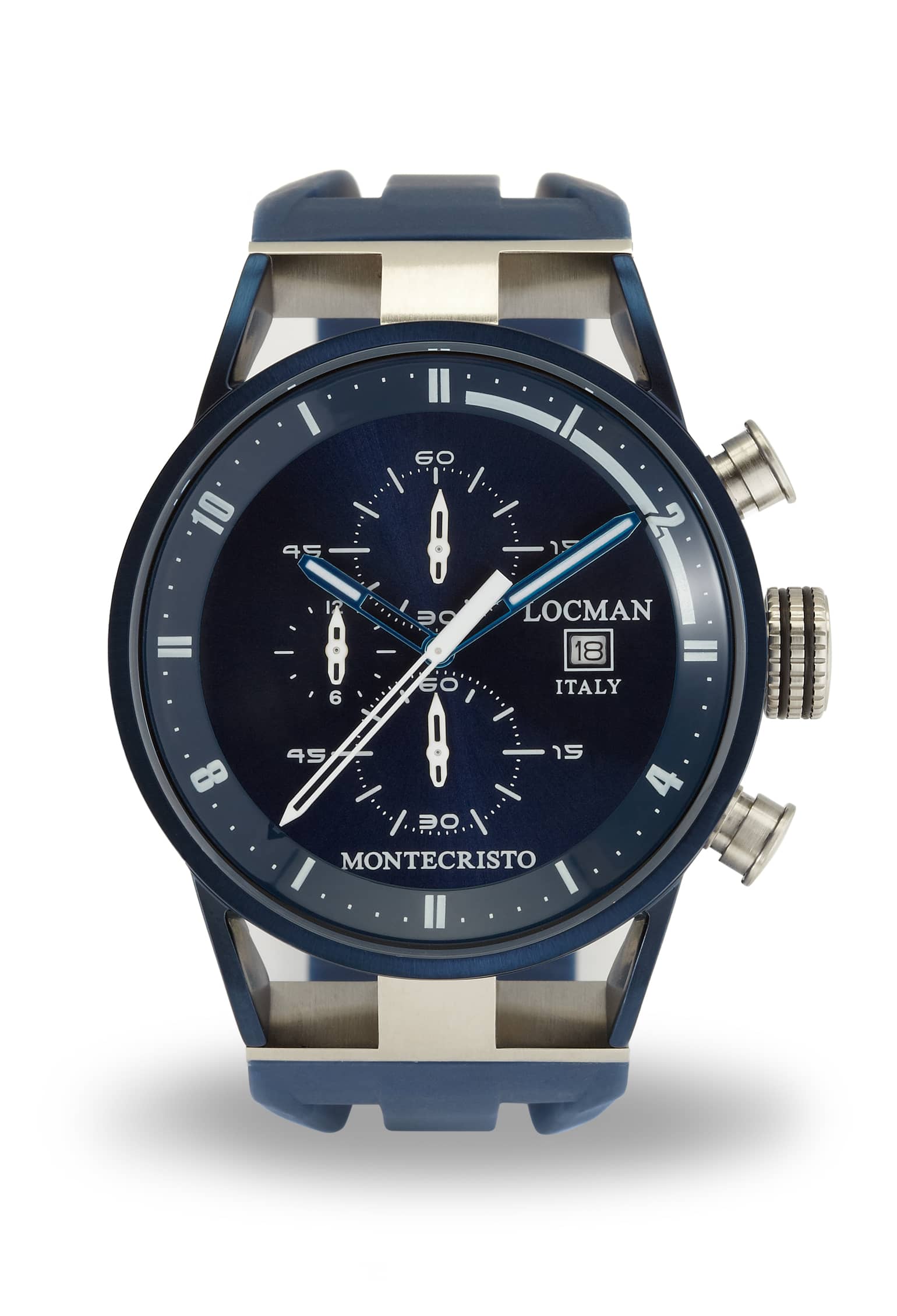 Classic Chronograph - Steel and Blue PVD-coated Titanium - Blue-Silicone-Blue-White
