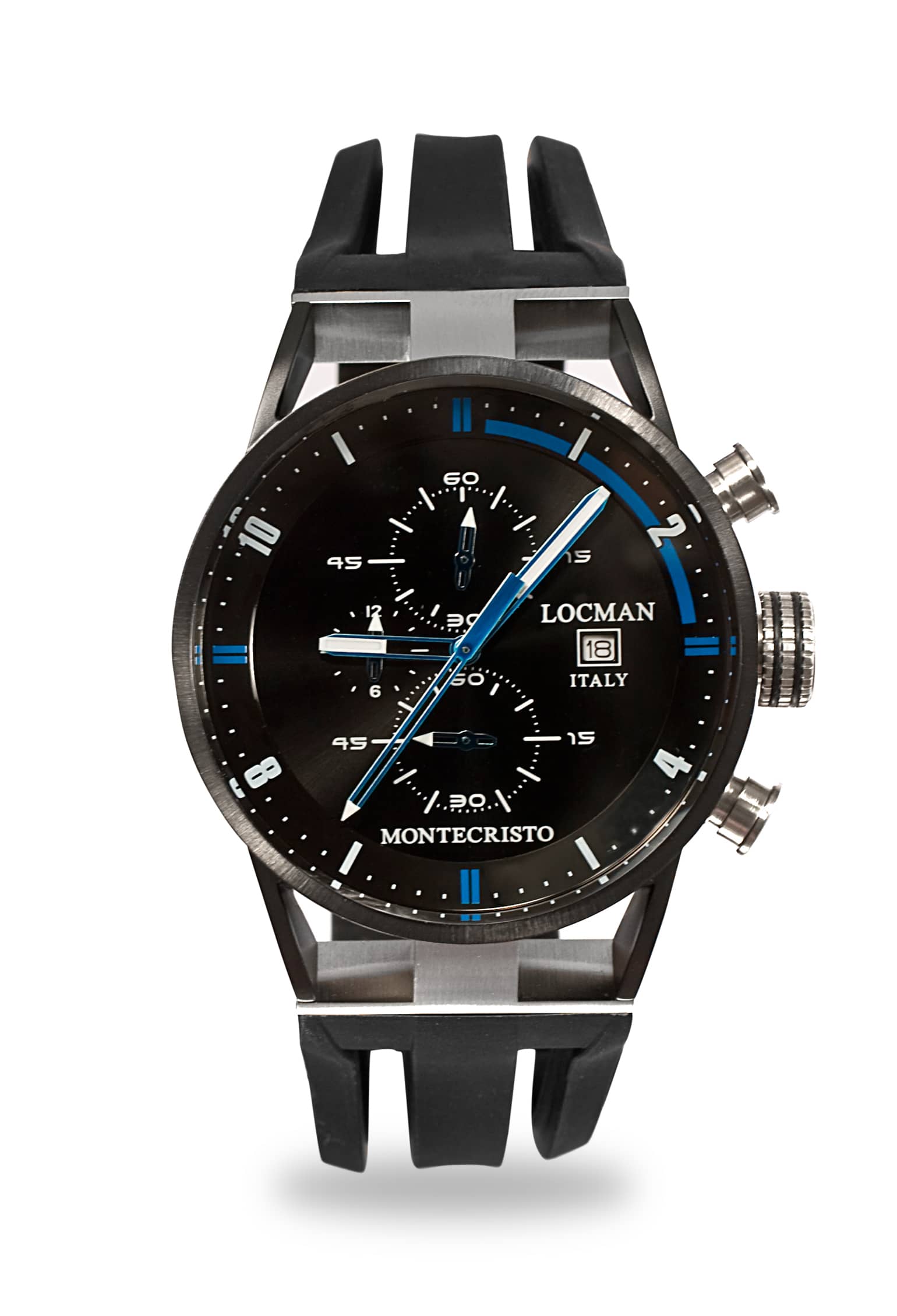 Classic Chronograph - Steel and Black PVD-coated Titanium - Black-Silicone-Black-Blue