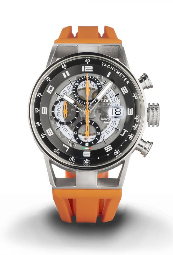 516OH Cronografo Autoamtico - Acciaio e Titanio - Trasparente-Silicone-Arancione-Arancione
