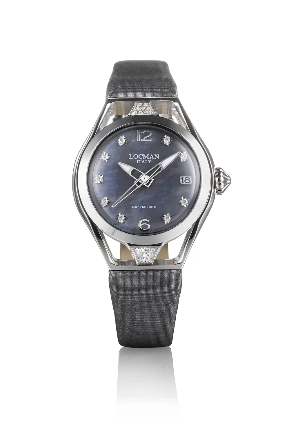 Solo Tempo Quarzo Miyota - Acciaio e Titanio con Diamanti 36 mm - Madreperla grigio - Raso