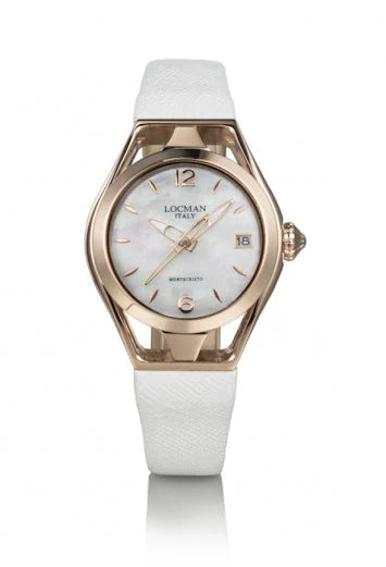 Solo Tempo Quarzo Miyota - Acciaio PVD Rose Gold 36 mm - Madreperla Bianco - Saffiano