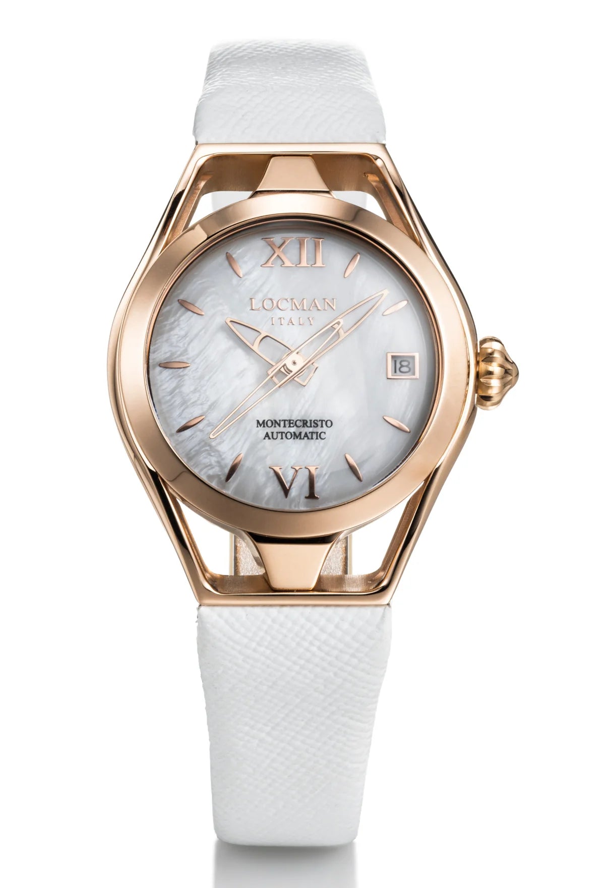 Solo Tempo Automatico SIO - Acciaio PVD Rose Gold 36 mm - Madreperla Bianco - Saffiano (FW)