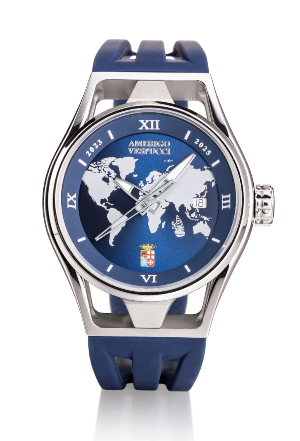 Vespucci Montecristo Sellita - Acciaio e Titanio - Silicone-Blu-Bianche