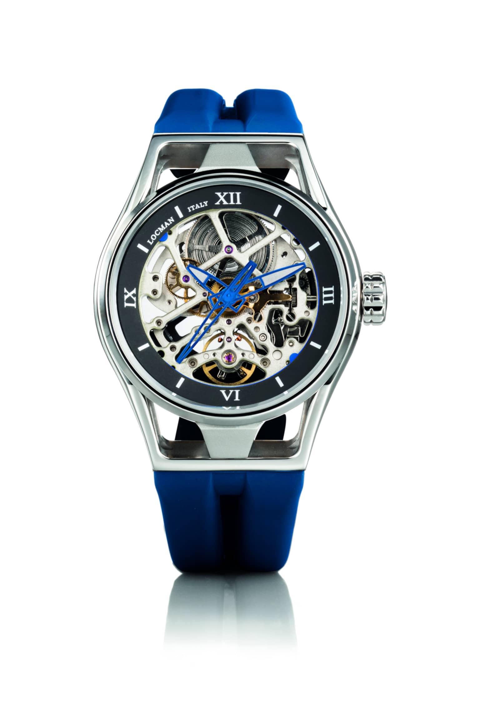 Skeleton Automatico - Acciaio e Titanio - Blu-Silicone-Blu-Blu
