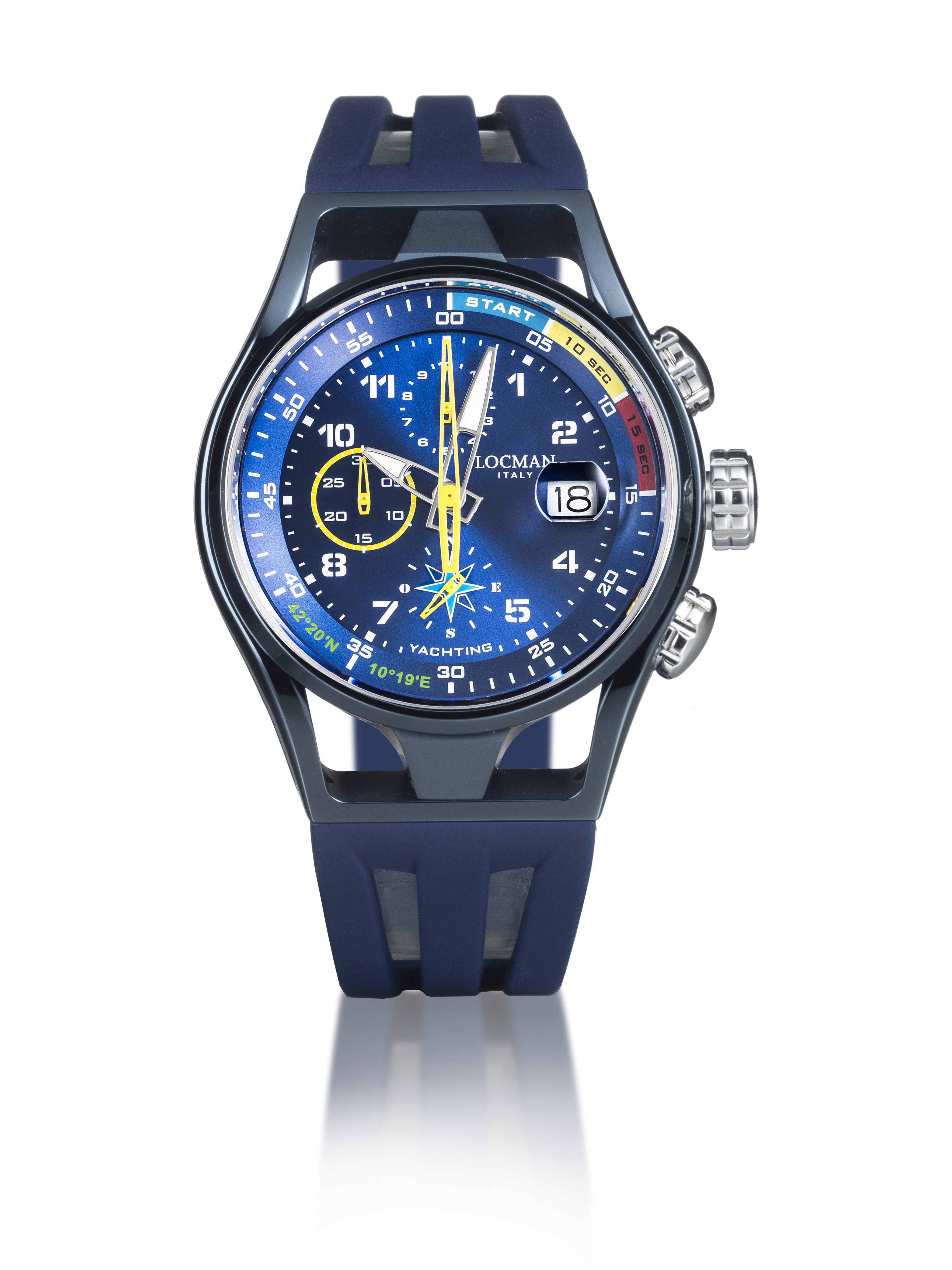 539 Yachting Acciaio e Titanio - Crono Quarzo - Blu-Silicone