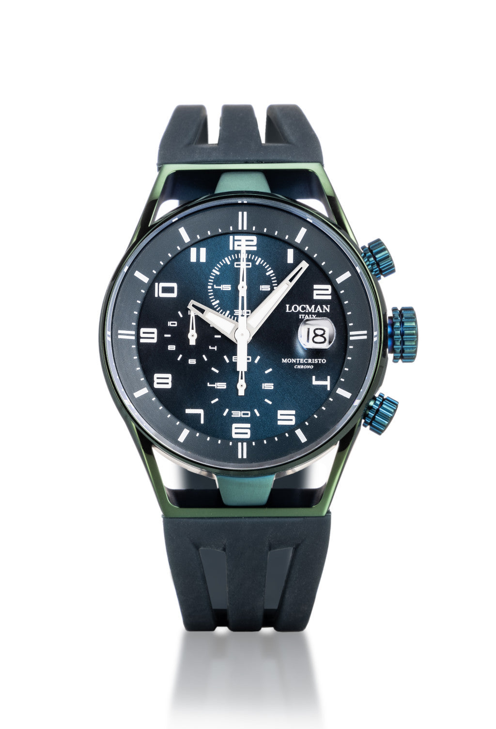 MC41 Cronografo - Acciaio e Titanio PVD Verde - Petrolio-Silicone-Petrolio-Bianco