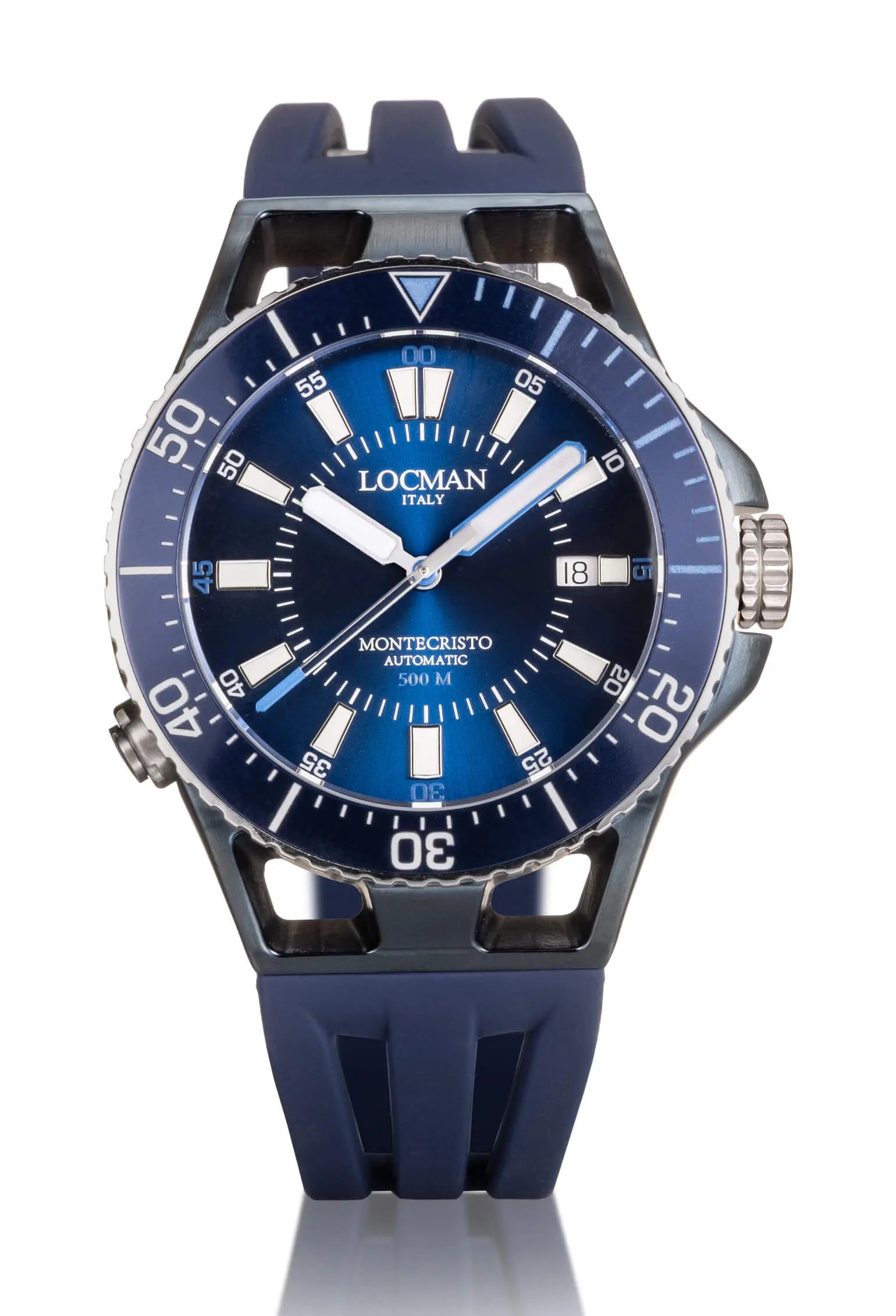 Diver Solo Tempo 43mm - Acciaio e Titanio PVD Nera - Silicone-Blu-Blu