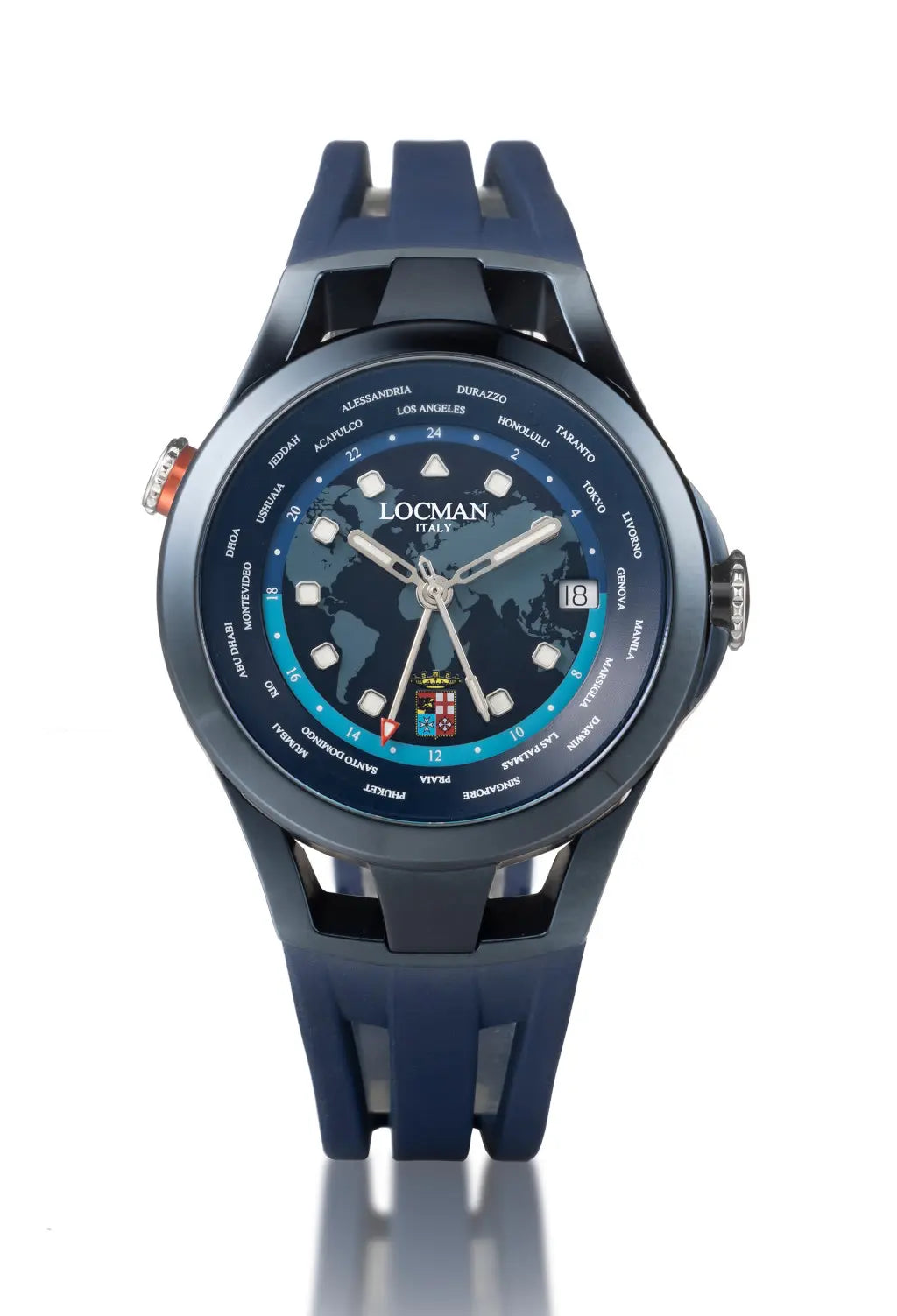 Vespucci Automatico GMT - Acciaio e Titanio PVD Blu - Silicone-Blu-Bianche