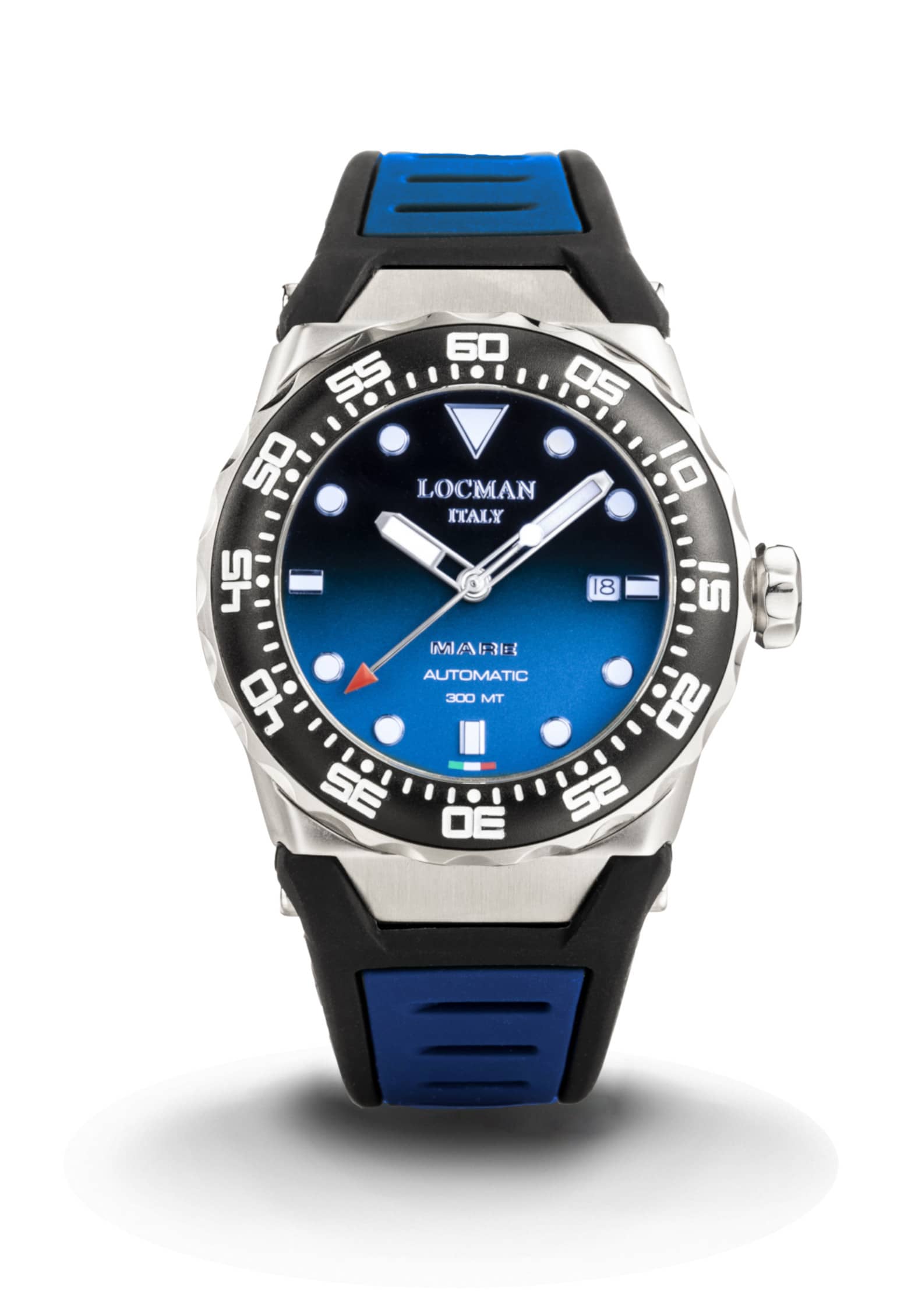 Mare300mt Automatico - Acciaio e Titanio - Blu-Silicone-Blu-Indici Applicati-Bianche