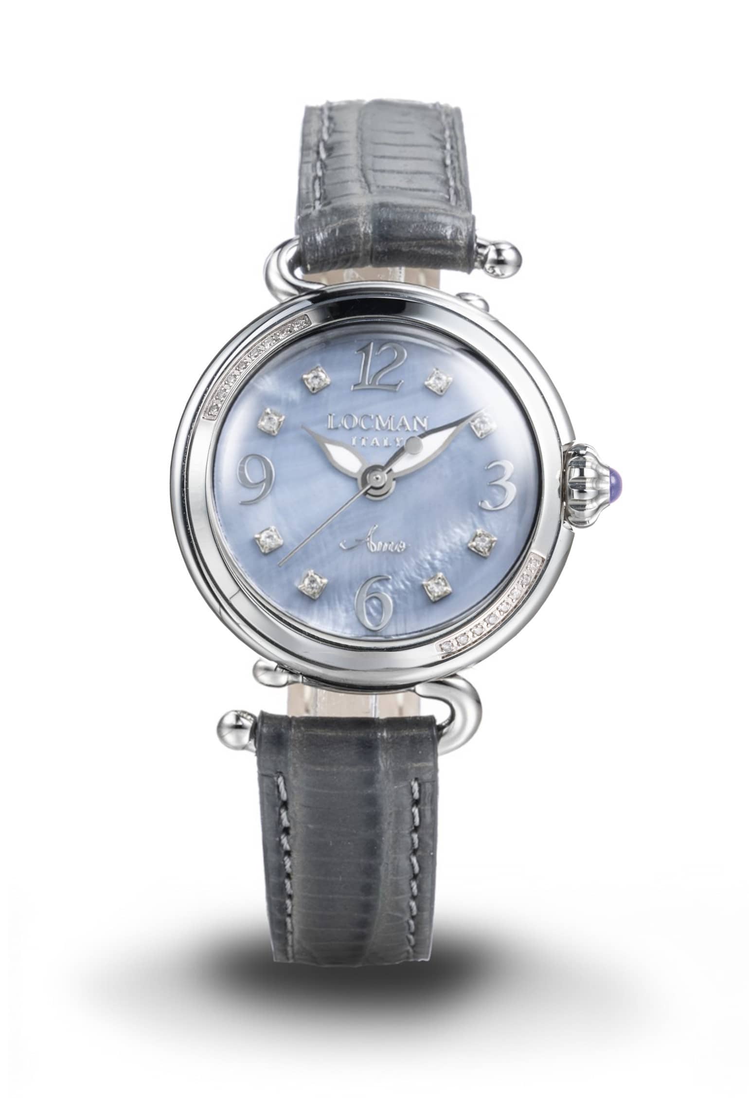 Time-Only Amo - Steel, Titanium and Diamonds - Grey Mother-of-Pearl