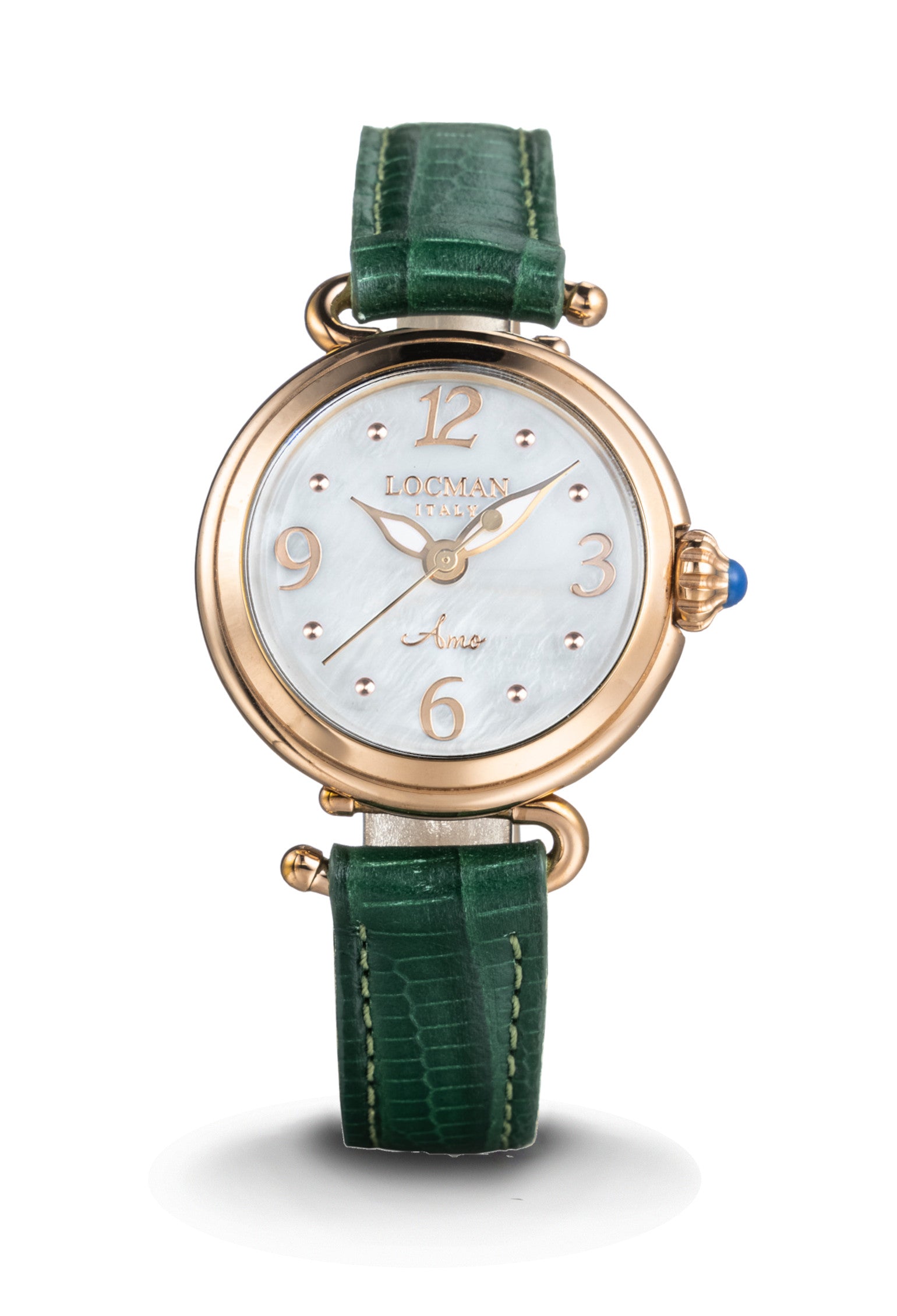 Amo Solo Tempo - Acciaio e Titanio Rose Gold - Madreperla Bianco-Verde-Indici Applicati-Rose Gold