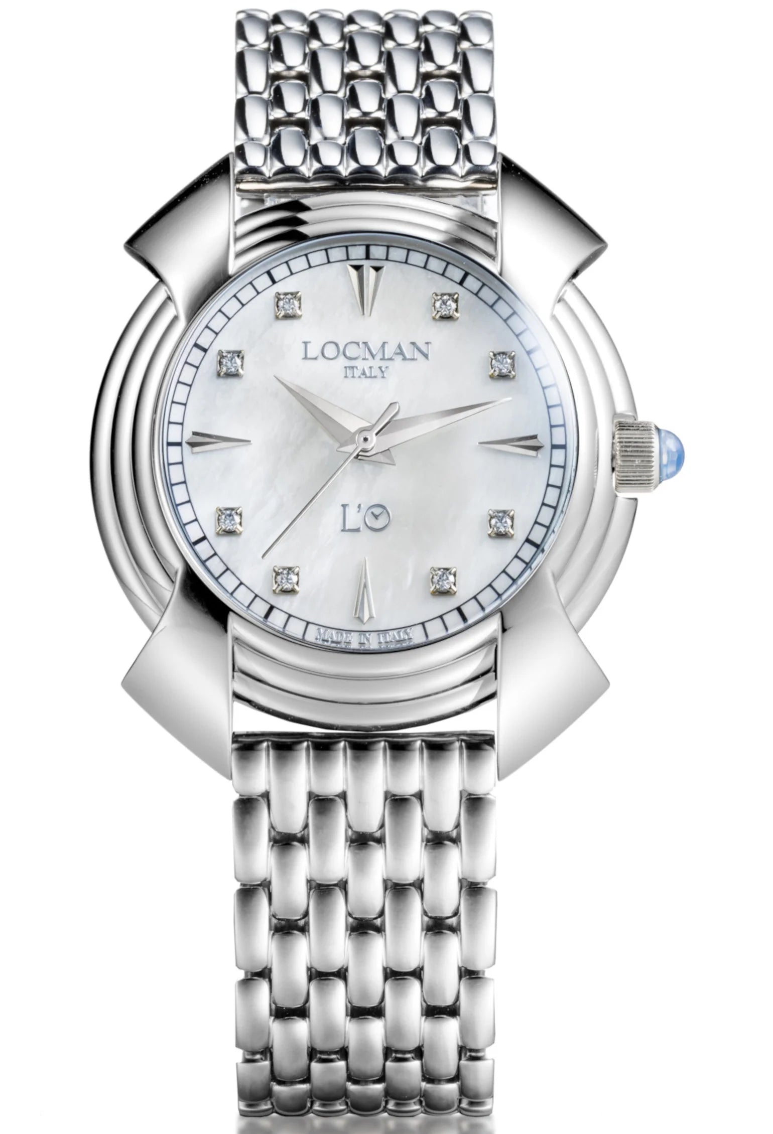 Decimo Oisa 1937 Manuale Solo Tempo - 38MM - Titanio-Madre Perla Bianca-Bracciale in Titanio-Indici e Diamanti Applicati