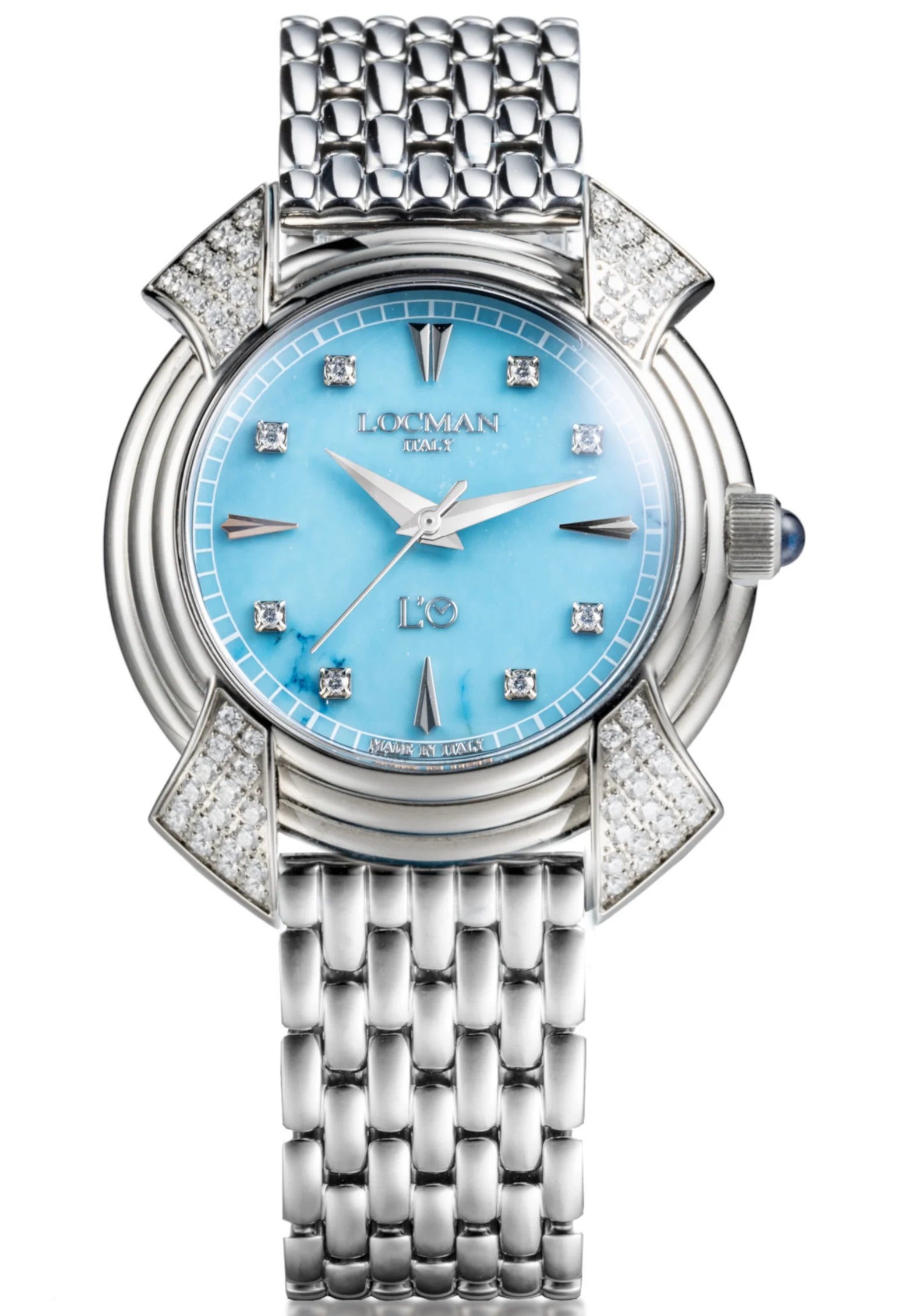 Decimo Oisa 1937 Manuale Solo Tempo - 38MM - Titanio e Diamanti-Turchese-Bracciale in Titanio-Indici e Diamanti Applicati