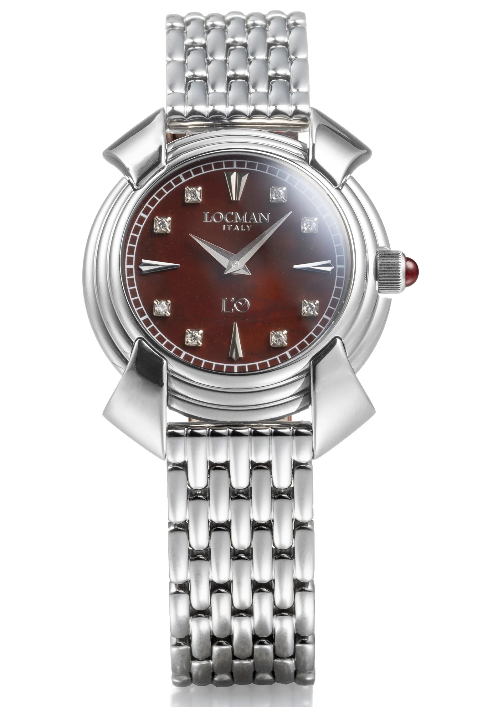 Decimo Ronda Solo Tempo al Quarzo - 35MM - Titanio-Diaspro Rosso-Bracciale in Titanio-Indici e Diamanti Applicati