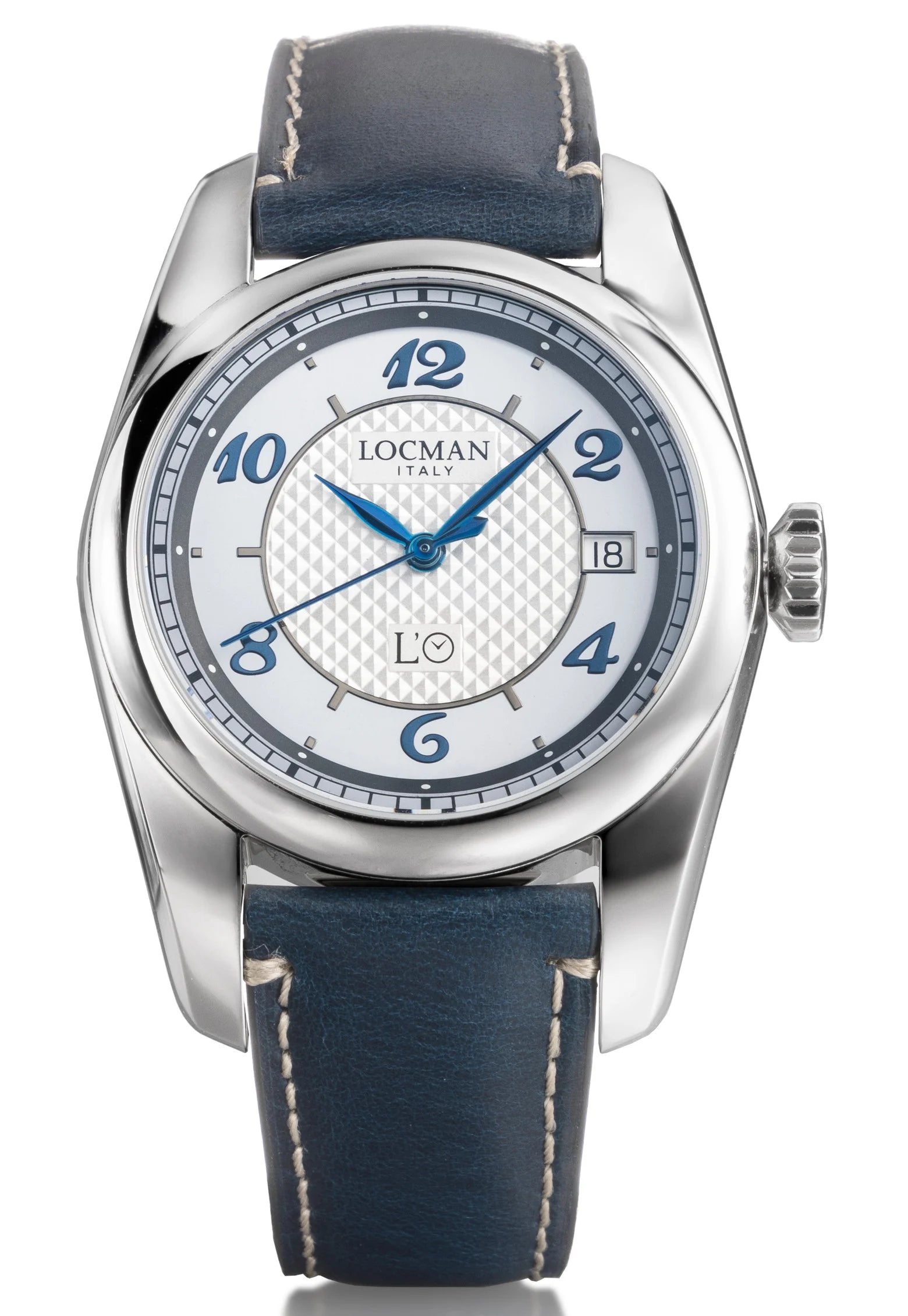 XXIV Automatico - Argento Guillocchè & Blu - Pelle Liscia-Blu