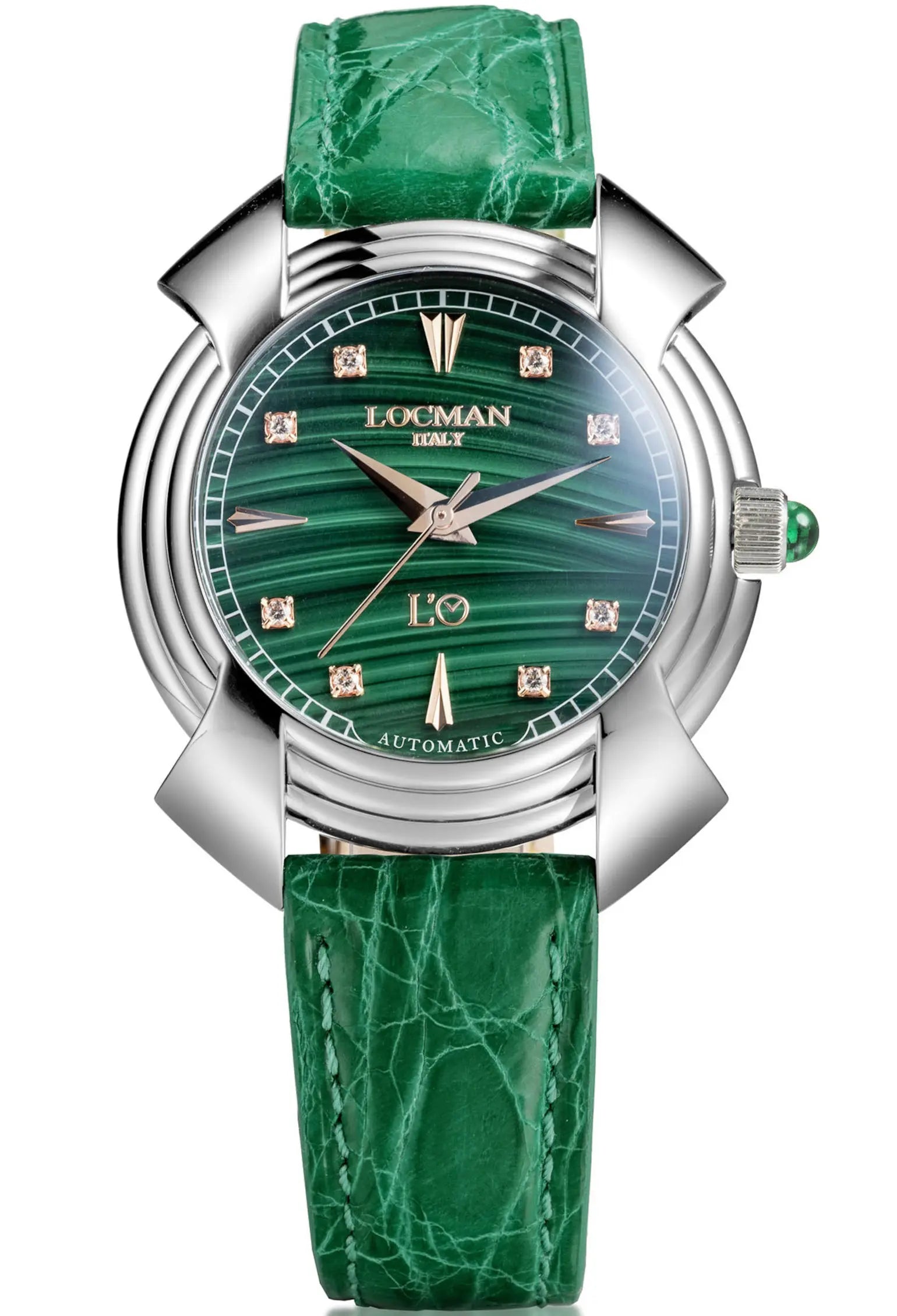 Decimo ETA 2892 Automatico - 38MM - Titanio-Malachite-Alligatore Verde-Indici e Diamanti Applicati