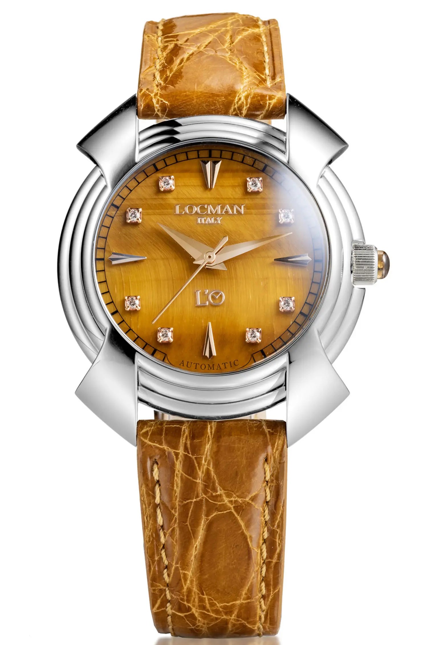 Decimo ETA 2892 - 38MM - Titanio-Occhio di Tigre-Alligatore Miele-Indici e Diamanti Applicati