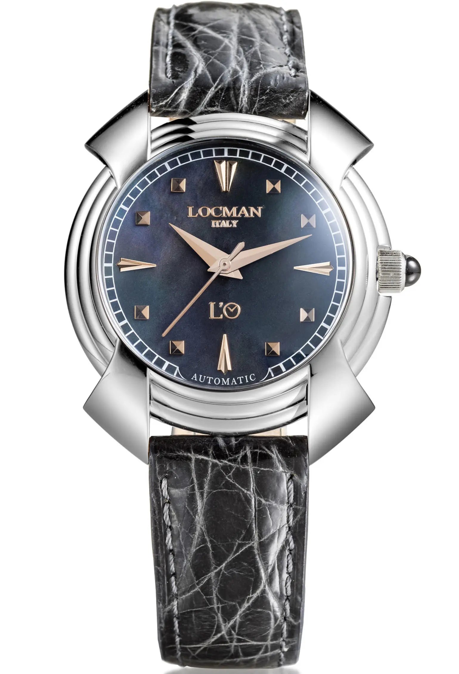 Decimo ETA 2892 Automatico - 38MM - Titanio-Madre Perla Nera-Alligatore Nero-Indici Applicati