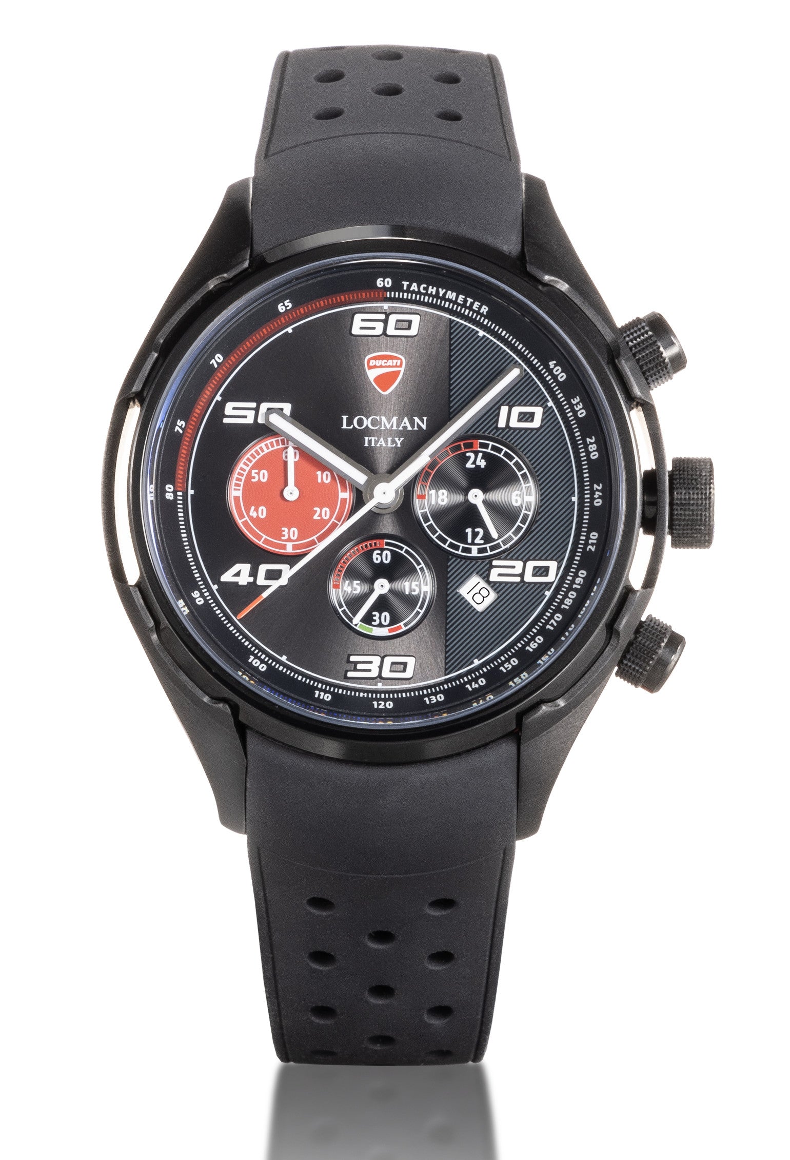 Ducati Chronograph - 44 MM PVD Black - Black-Silicone-Black/Red-White