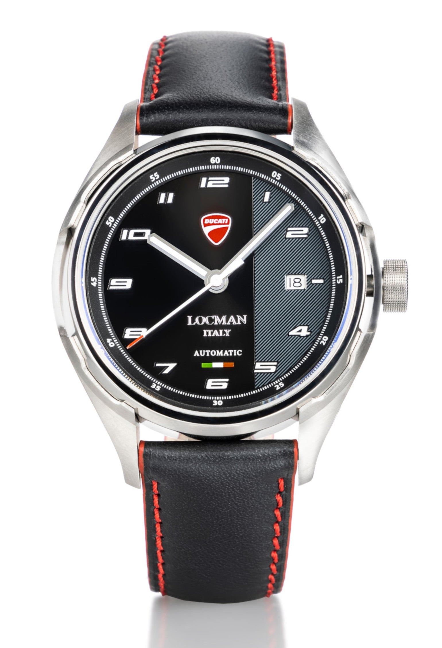 Ducati Automatico - 42 MM - Nero-Pelle-Nero/Rosso-Bianche