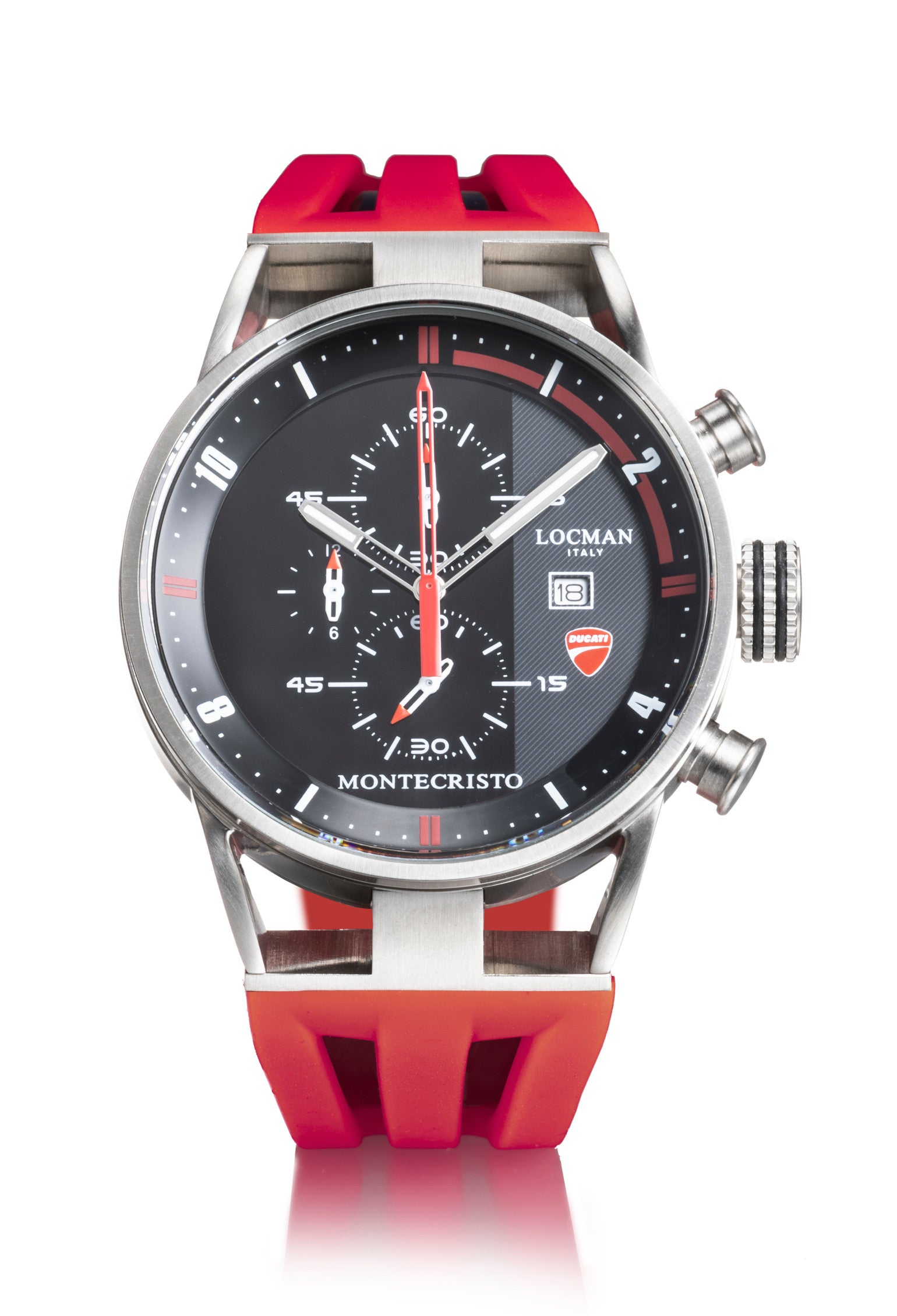 Ducati Cronografo - 44 MM - Nero-Silicone-Rosso-Bianche